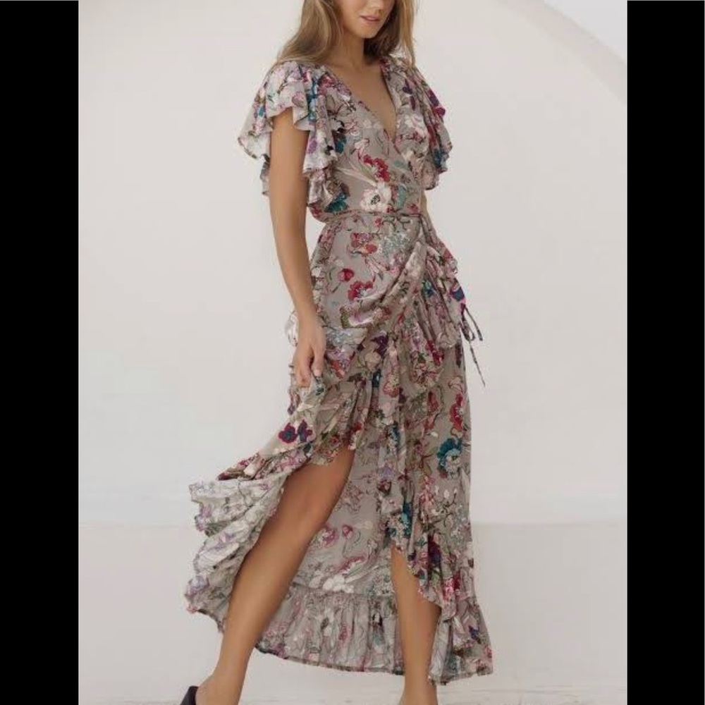 ELF Carmen Wrap Maxi Dress Size M